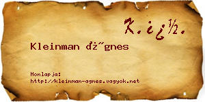 Kleinman Ágnes névjegykártya